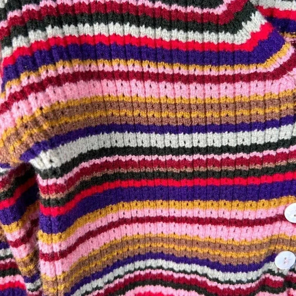 Crochet Knit Sweater Striped Multicolor Size Small Crop School - Picture 3 of 6